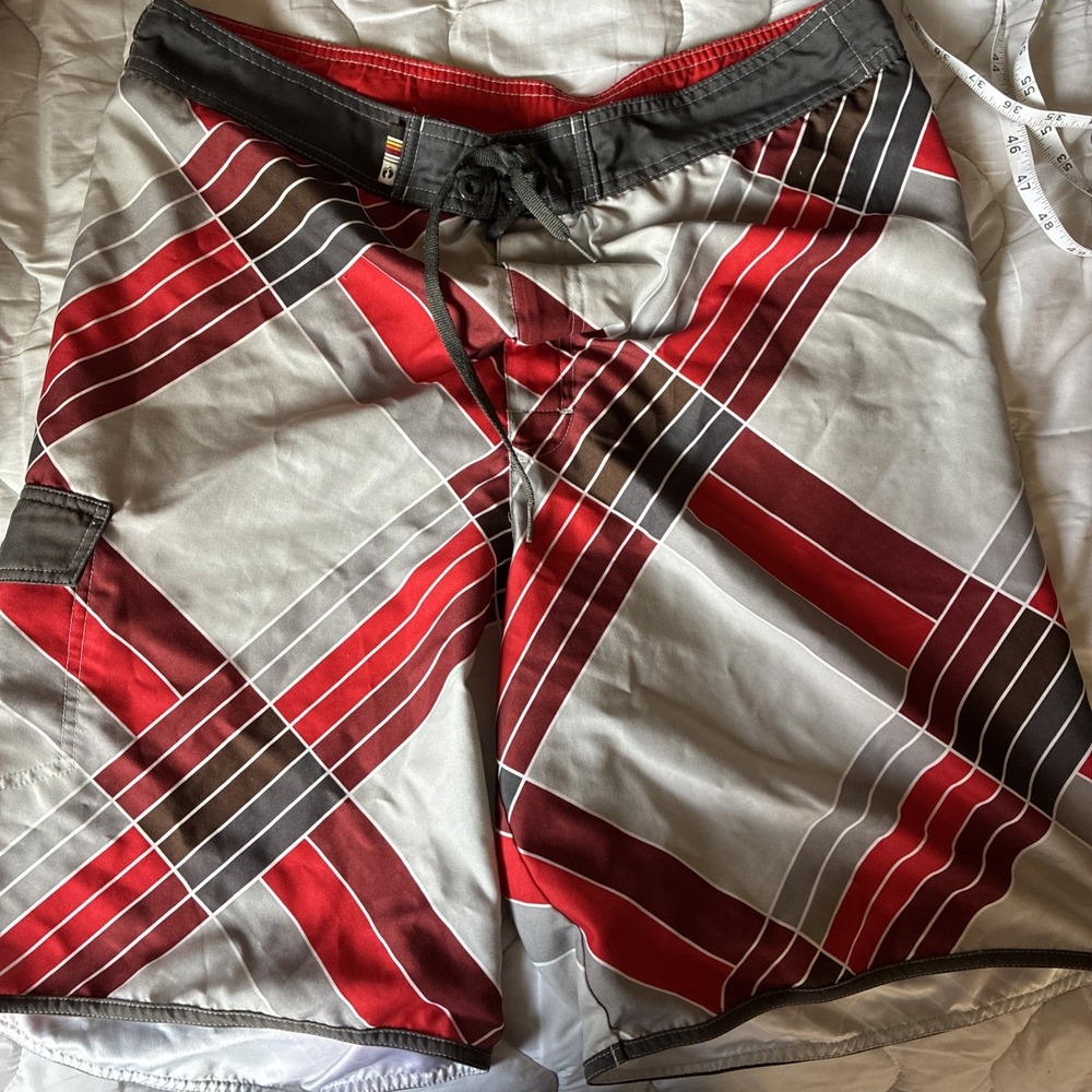 Vtg Hang Ten Men's Swim Trunks Board Shorts Cargo Pocket Hang 10 Multicolor Sz L